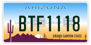 BTF1118  license plate in AZ