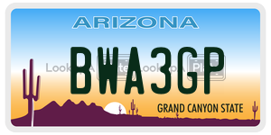 BWA3GP license plate in Arizona