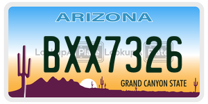 BXX7326 license plate in Arizona