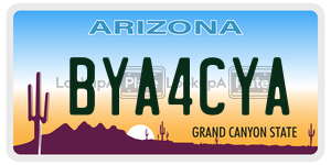 BYA4CYA license plate in Arizona