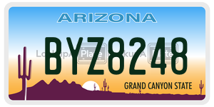 BYZ8248 license plate in Arizona