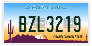 BZL3219 license plate in Arizona