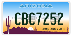 CBC7252 license plate in Arizona
