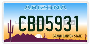 CBD5931 license plate in Arizona