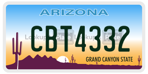 CBT4332 license plate in Arizona