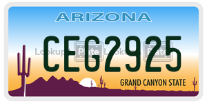 CEG2925 license plate in Arizona