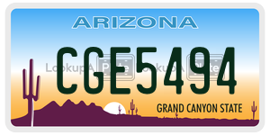 CGE5494 license plate in Arizona