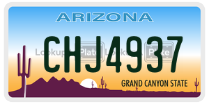CHJ4937  license plate in AZ