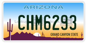 CHM6293 license plate in Arizona