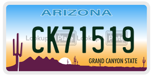 CK71519 license plate in Arizona