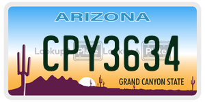 CPY3634  license plate in AZ