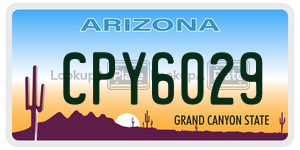 CPY6029 license plate in Arizona