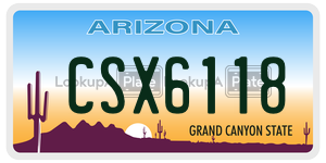 CSX6118 license plate in Arizona