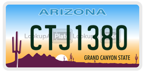 CTJ1380 license plate in Arizona