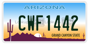 CWF1442  license plate in AZ
