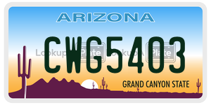 CWG5403  license plate in AZ