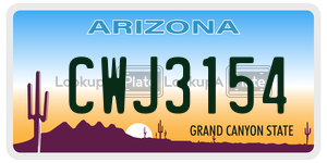 CWJ3154  license plate in AZ