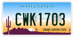 CWK1703 license plate in Arizona