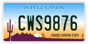 CWS9876  license plate in AZ