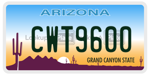 CWT9600 license plate in Arizona
