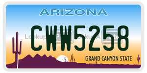 CWW5258 license plate in Arizona