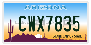 CWX7835  license plate in AZ