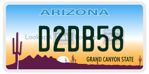D2DB58 license plate in Arizona