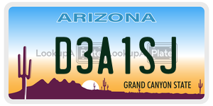 D3A1SJ license plate in Arizona
