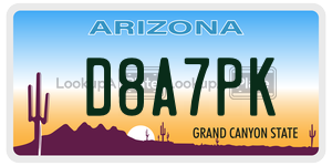 D8A7PK license plate in Arizona