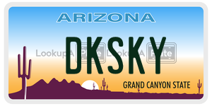 DKSKY license plate in Arizona
