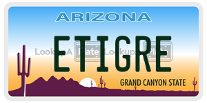 ETIGRE  license plate in AZ