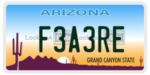 F3A3RE license plate in Arizona