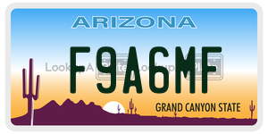 F9A6MF license plate in Arizona