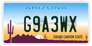 G9A3WX license plate in Arizona