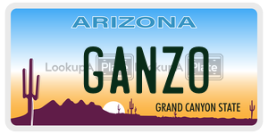 GANZO license plate in Arizona