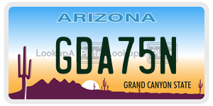 GDA75N license plate in Arizona