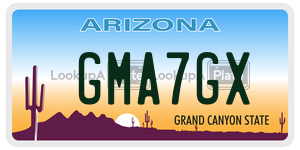 GMA7GX license plate in Arizona