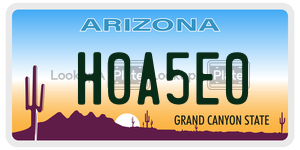 H0A5E0  license plate in AZ