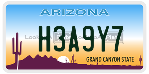 H3A9Y7  license plate in AZ
