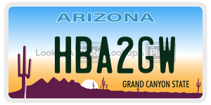 HBA2GW license plate in Arizona