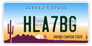HLA7BG  license plate in AZ