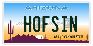HOFSIN license plate in Arizona
