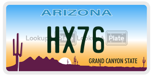 HX76 license plate in Arizona
