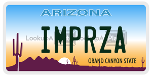 IMPRZA license plate in Arizona