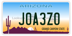 J0A3Z0  license plate in AZ