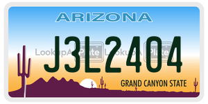 J3L2404 license plate in Arizona