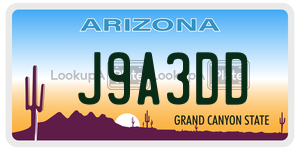 J9A3DD  license plate in AZ