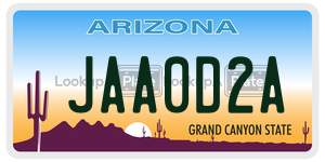 JAA0D2A license plate in Arizona