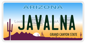 JAVALNA license plate in Arizona