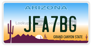 JFA7BG license plate in Arizona
